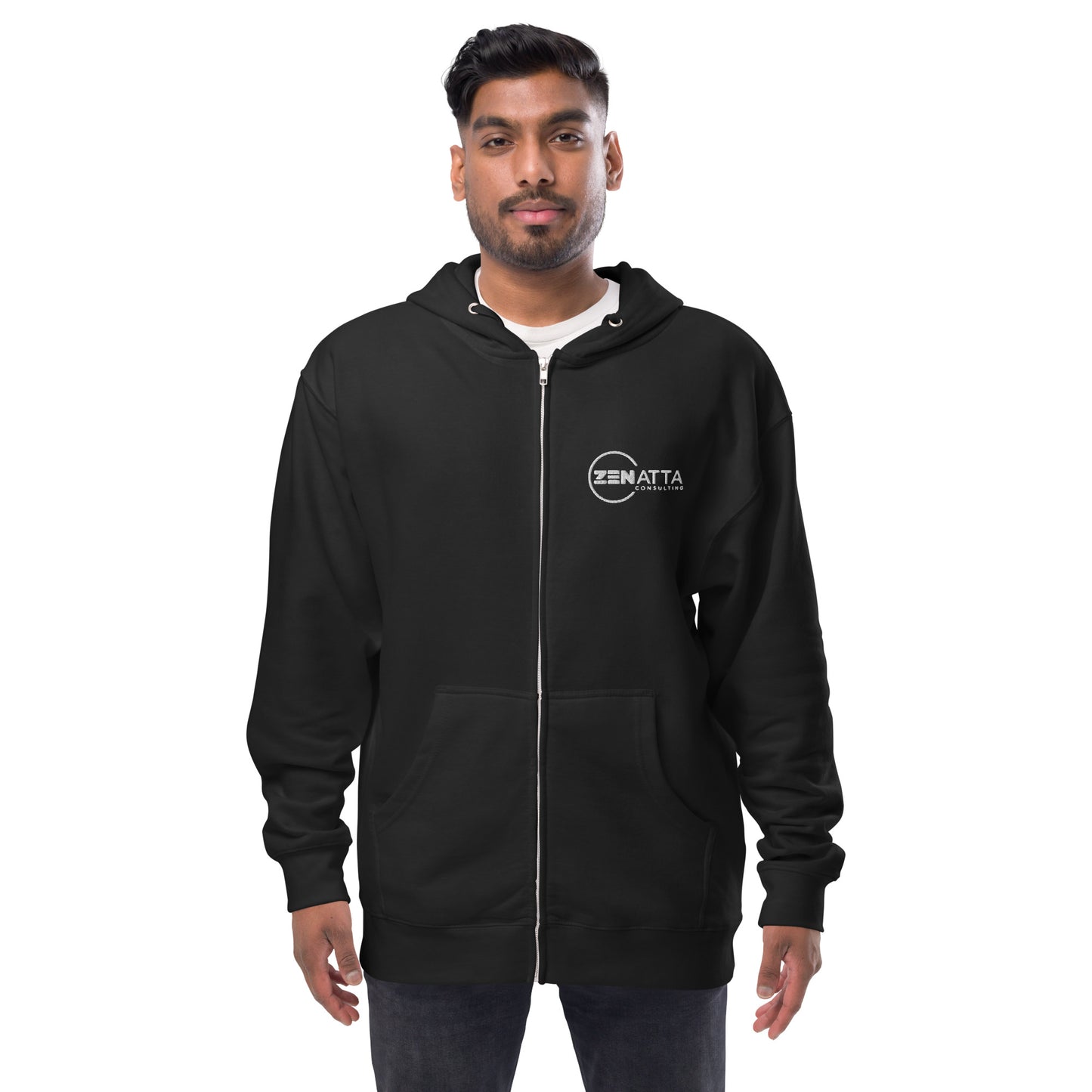 Embroidered Unisex Fleece Zip-up Hoodie